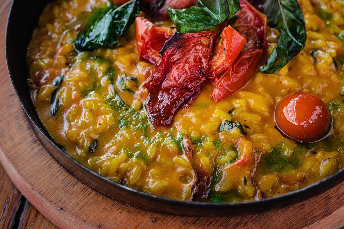 Risoto de Tomate Seco e Rúcula! Deliciosa combinação!