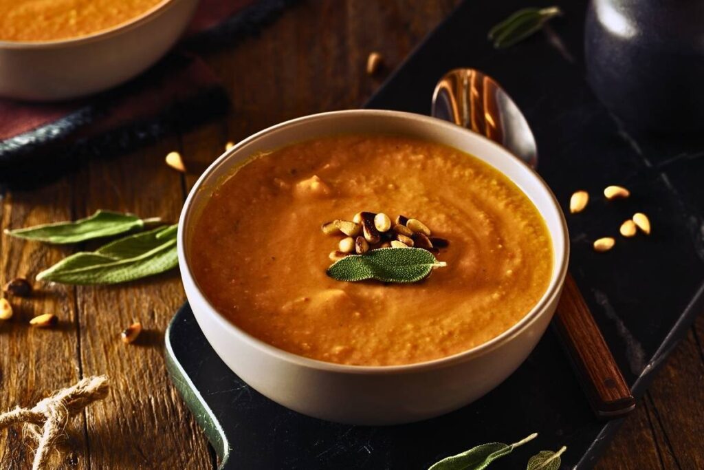 Esta sopa de abóbora e cenoura vegana é uma explosão de sabores e uma opção saudável para aquecer seu corpo e alma. Prove hoje!