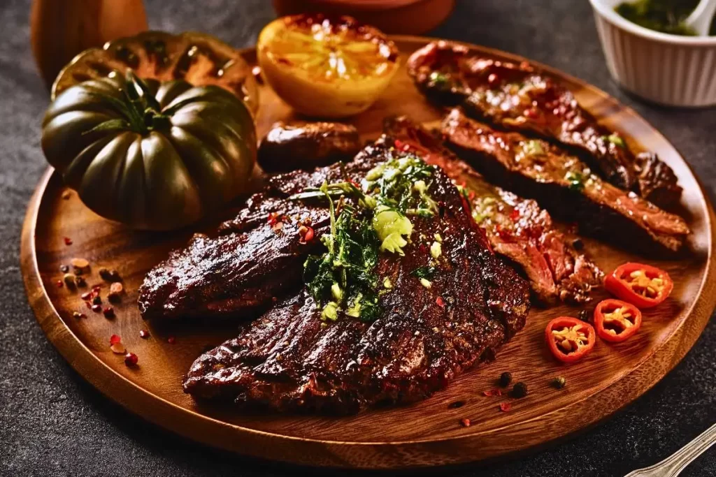 Prepare-se para uma refeição que vai te surpreender. Nosso Bife de Flanco com Chimichurri é uma explosão de sabores argentinos, perfeito para o seu churrasco em casa.