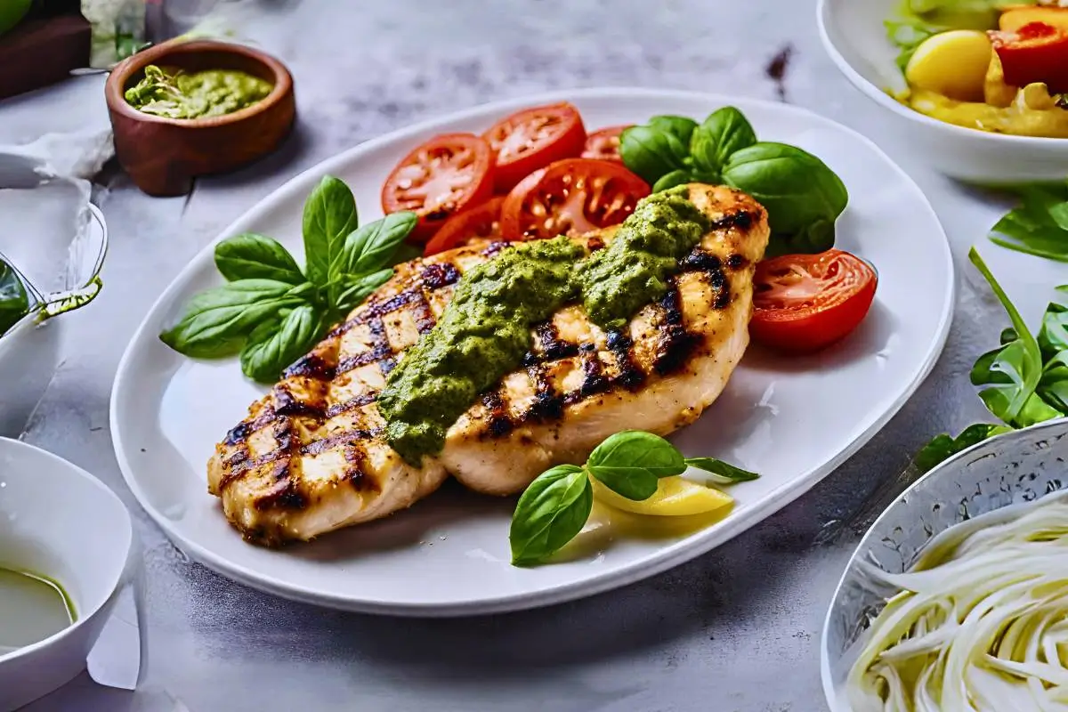 Sabor Autêntico e Vibrante: Frango Grelhado com Pesto! Uma Viagem Gastronômica: Do Grelhado ao Pesto em Uma Receita!